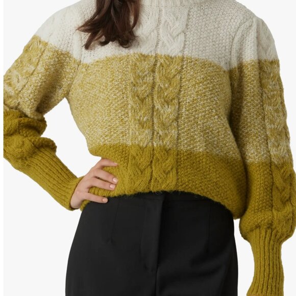🍞🧈 Vero Moda Daiquiri Cable Knit Colorblock Sweater Size Small - Picture 3 of 8